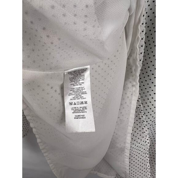 LOFT Ruffle Polka Dot Sheer Blouse, White Black, Romantic Feminine Workwear - Picture 10 of 14